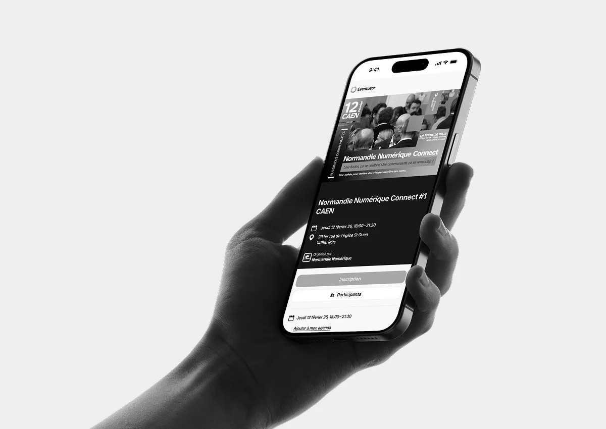 Interface de l'application mobile Eventozor pour les participants aux événements