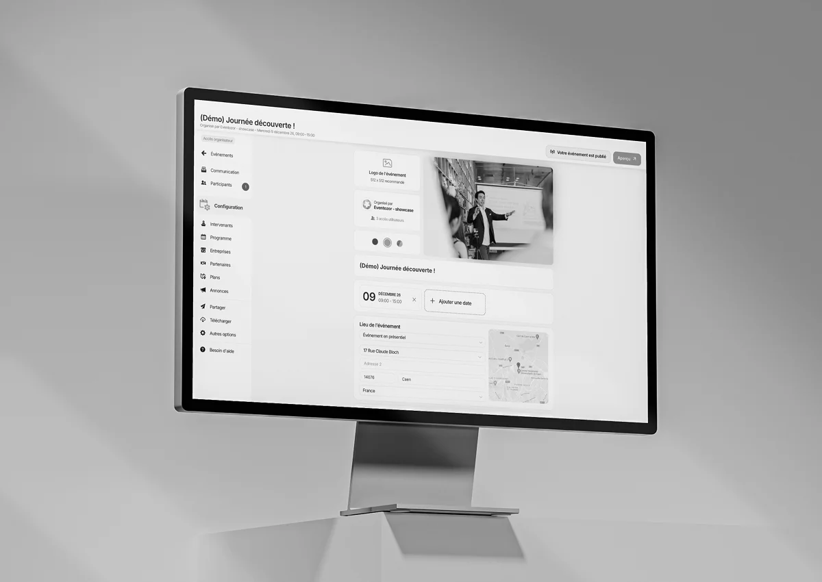 Tableau de bord organisateur